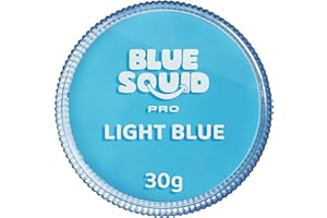 Blue Squid Pinturas faciales profesionales con base acuosa, aptas para la cara y para el cuerpo, para niños, adultos y efectos especiales, envase individual (color azul claro, 30 g)
