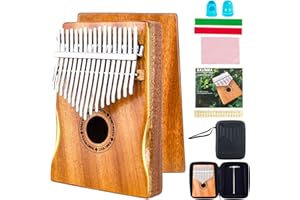EastRock Kalimba 17 Keys Thumb Piano with Curved Design,Easy to Learn Portable Musical Instrument Adults Beginners for Voice Hammer and Lessons(English language not guaranteed),Mahogany with hand rest