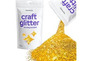 Hemway Eco Friendly Craft Glitter 100g / 3.5oz Biodegradable Vegan Sustainable for Arts Crafts Schools Paper Glass Decorations - Extra Chunky (1/24" 0.040" 1mm) - Gold