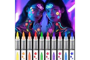 ‎NSXSU nsxsu 10 Schwarzlicht Farbe Stifte, Neon Schminke Glow in the Dark Fluoreszierende UV Stift, Face Paint Tattoo Stifte, Bodypainting Farben Set für Festival Party Deko Zubehör Adventskalender Füllung