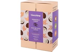 BLANCREME Blancrème - Coffret Cadeau soins du corps 99% naturel Noix de Coco / Litchi : Gel douche, Gommage & Crème corps fondante