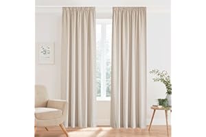 PONY DANCE Tende Salotto Moderne 2 Pezzi L 140 x A 280 CM 200g/m² Tende Lino per Interni con Fettuccia Decorazione Curtains Beige Chiaro Semitrasparenti per Interni Moderne