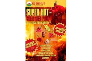 RED DRAGON SEEDS Chilli Seeds - Super Hot Chilli Seed Variety Pack - 7 Super Hot Pepper Variety Seeds Including The Carolina Reaper and Dragons Breath - 70 Super Hot Seeds (Superhot Variety Pack)