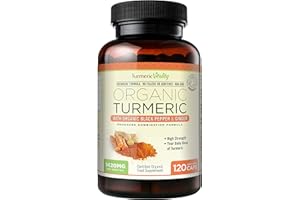 TURMERIC VITALITY Organic Turmeric Curcumin Capsules 1420mg High Strength Serving with Black Pepper & Ginger for Maximum Absorption of Curcumin | 120 Veg Capsules - Certified Organic Supplement