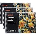 ARTME A4 Acrylic Pad (3pack) Landscape x 12 Sheets/ 400gsm Extra Heavyweight/Cold Pressed/Acid Free, Premium Quality Acrylic Paper Drawing for Acrylic and Gouache