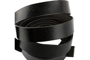 BHGT 2Metros Cinta de Cuero Auténtico Ancho 2cm Correa de Piel Plana Banda Tira para Manualidades Bolso Color Negro