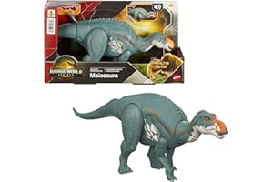 Mattel Jurassic World: Odrodzenie Majazaura Ryczący dinozaur Figurka z wielokierunkowym atakiem i dźwiękiem, do ustawiania w różnych pozach, zabawka dinozaur dla dzieci, zabawa wirtualna, JGC82