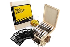 DIBYS XL Kit Whisky para Regalar | 12 Especias para Cócteles | Con 4 Tarjetas de Recetas, Léxico y Elegante Caja | Set de Regalo para Hombres y Mujeres | Juego Hacer Whiskey Infusión en Casa