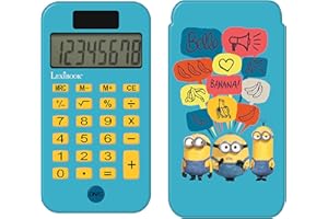 Lexibook Calculadora de Bolsillo GRU, Mi Vilano Favorito Minions, Funciones de clásicas y avanzadas, Cubierta Protectora rígida, con batería, Azul/Amarillo, C45DES