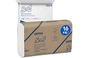 Scott Essuie-mains en papier enchevêtrés Multifold 1804, 16 paquets de 250 feuilles (4000 au total), multiplis en Z, Blanc