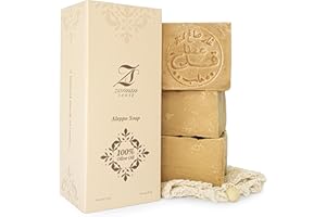 ‎ZAMAN SENSE Zaman Sense Original Aleppo Seife 3er-Set – 100 % Olivenöl, je 200g + Seifensäckchen – Premium-Qualität, handgefertigt & vegan – basische Naturseife – für Gesicht, Körper & empfindliche Haut