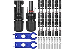 Royouzi 15 pares de conectores solares, conectores solares para panel solar, conector solar PV, sistema solar, conectores fotovoltaicos, IP67, con 2 llaves inglesas