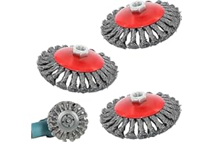 PRITOK Lot de 3 Brosses Métalliques pour Meuleuse d'Angle : Ø 125 mm Circulaire en Acier Flexible, pour Accessoires de Nettoyage et de Ponçage (M14)