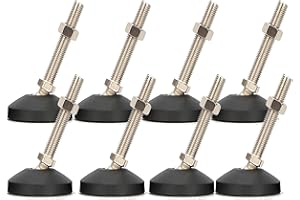 Drenky 8Pz M10x80 Regolabile in altezza piedini per mobili macchinari per mobili di medie dimensioni con filettatura maschio, piedini di livellamento con dadi a T e dadi, base in plastica antiscivolo
