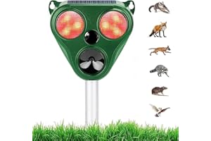 QUEATH Repellente per Gatti, Repellente Ultrasuoni Energia Solare, 5 Modalità Ultrasound Repellente per Animali, Frequenza Regolabile, Repellente Animale