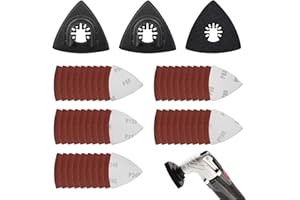 KLAIMBMO 53 pezzi kit levigatura oscillante, Piastra di Levigatura a Delta, Piastra di Levigatura Utensile Multifunzione, Utensile Multifunzione Accessori, Piastra di Levigatura Utensile Multifunzione (80mm)