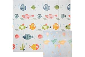 CCLIFE Składany mata do zabawy dla niemowląt Mata odkrywania dla niemowląt 196x176x1cm Wodoodporna Mata dla dzieci do pełzania