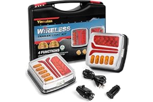 Yinaolan Wireless Trailer Rear Lights Magnetic LED Towing Tail Lights Set, 12V/24V Towing Board LED Tail Lamps for Car Truck Caravan Lorry RV- Rechargeable, Waterproof, ECE Approved