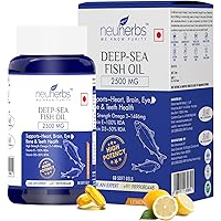 Neuherbs Deep Sea Omega 3 Fish Oil 2500 Mg (Omega 3 1486 mg; 892 mg EPA; and 594 mg DHA per serving) : 60 Soft gel capsules