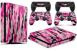 giZmoZ n gadgetZ PS4 SLIM Console PINK CAMO Skin Decal Vinal Sticker + 2 Controller Skins Set