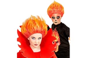 W WIDMANN MILANO Party Fashion - 74592 - Peluca infantil diablo, rojo-naranja, diablo, Halloween, carnaval, fiesta temática