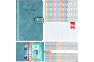 WENMTHG 100 Envelope Challenge Binder, A6 Money Saving Wallet with Upgraded Cash Envelopes, Budget Savings Challenge Book with 24 Money Saving Trackers to Save £5050, £500, £1000, £2000, £5000, £10000 etc