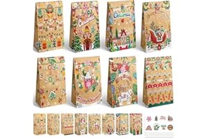 Gcardist 32 sztuki świątecznych filiżanek do herbaty w kształcie misia, torebki papierowe z 32 naklejkami 12 x 8 x 24 cm