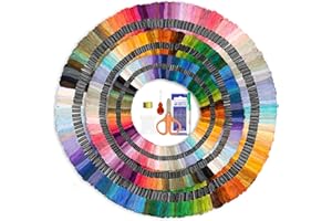 benlidoner Embroidery Threads Kit 200 Skeins Cross Stitch Threads Friendship Bracelets Floss 200 Colored Embroidery Floss with Needles Floss Bobbins for Adults Beginners