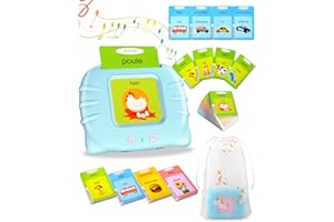 XTACO Cartes éducatives pour Jeunes Enfants de 2 à 6 Ans, Jeux Enfant 3 Ans, Flash Jouets préscolaires pour écouter et Apprendre Bleu (French/English/Bilingual)