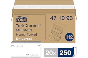 ‎TORK Tork Xpress Multifold Papierhandtücher 471093 - H2 Universal Falthandtücher für Handtuchspender - mehrfach gefaltet, 1-lagig, weiß - 20 x 250 Tücher