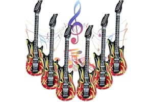 BETRYNIDIL 6 Pièces Guitare Gonflable,100cm Guitare Gonflable Rock,Guitare Pneumatiques Gonflables,Gonflable Guitar Rock Enfants,pour Fête à Thème,Fête Rock,Carnaval (Flamme)