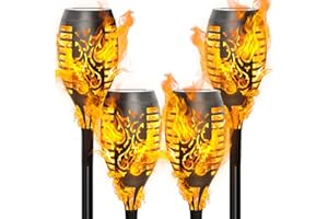 Anordsem Solar Garden Lights Outdoor: 4 Pack Flickering Dancing LED Torch - Waterproof Flame Decorations for Pathway Yard - Gardening Gifts for Homeowners Women