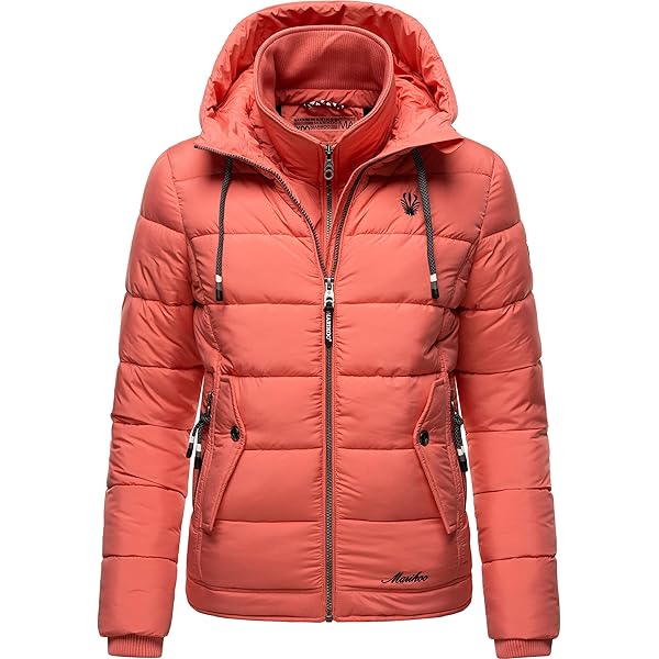 MARIKOO Winterjas voor dames (XS-3XL) - waterafstotend, warm, afneembare capuchon, winddicht, gewatteerde jas, dames - opstaande kraag, 4 zakken, verlengde rits, Donkerblauw, S