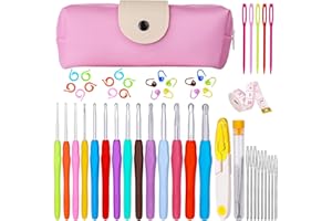 MASPHY 52 Pezzi Set di Uncinetti, Set Uncinetto Ergonomico, Set Uncinetto con Borsa a Mano,Adatto per Principianti e Professionisti con Set di Uncinetto Completo e Strumenti di Tessitura