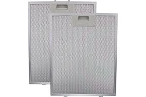 PUUPAA Filter für Dunstabzugshaube, Fettmetall, 5 Schichten, Netz-Dunstabzugshaube, Filter aus Edelstahl, Metallgitter, Abluftfilter für Küche, Abluftventilator, 340 x 280 x 9 mm (2 Stück)