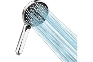 Cobbe Soffione Doccia a Risparmio d'Acqua, Doccetta ad Alta Pressione con 3 Tipi di Getto, Soffione Doccia Grande con Funzione Anticalcare, Nero/Cromato