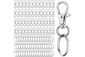 ‎DOXIRU 100-teiliges Schlüsselanhänger-Set, 50 Schlüsselanhänger-Clips, Haken und 50 Schlüsselanhängerringe, Karabinerverschlüsse mit Schlüsselanhängerringen, Zubehör für die Schmuckherstellung