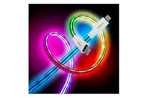 Ibiza – 1 m ARGB LED-belyst USB-C till USB-C-kabel – snabb laddning och dataöverföring – flexibel silikonkabel – USB-A- och Lightning-adaptrar ingår