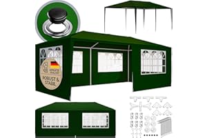 CASARIA® Pavillon 3x6m UV-Schutz 18m² Dachösen Wasserabweisend 6 Seitenteile Stabil Festival Festzelt Partyzelt Fenster Gartenzelt Fest Grün