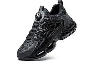 TBNOI Lightweight Safety Shoes Men Steel Toe Cap Trainers Air Cushion Safety Trainers Women Slip on Breathable Steel Toe Work Shoes