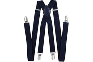 axy Herren Hosenträger breit 2,5 cm mit 4 Starken Clips X-Form und Damen