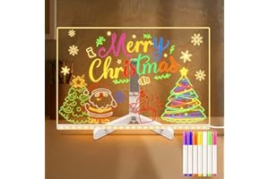 Sarsumir LED Note Board with 7 Colors Pen/Stand, 30x20CM LED Writing Message Board Light up Memo Acrylic Doodle Desktop Note Memo Illuminated Wordpad for School Home Office