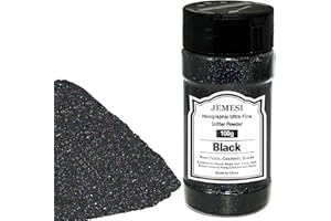 ‎JEMESI Glitzerpulver, JEMESI Schwarz Feiner Glitter, Holographic Glitzer Pulver, Glitzerpuder für Epoxidharz, Nagel, Gießen, Körperkunst & Dekoration - 100g