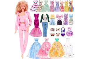 HEAWAA 22 Piezas de Ropa para Muñecas de 11,5 Pulgadas - 2 Conjuntos, 1 Vestido de Noche, 1 de Fiesta, 5 Vestidos, 10 Pequeños, 2 Bikinis, 1 Falda de Lentejuelas