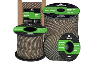 Abma Cord Paracord 2mm 100m 100% Nylonowego Sznurka 1 Strand Linka Spadochroniarska Typ I - Max. 45kg (100lbs) - Leśny Kamuflaż