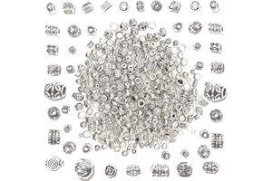 BOELLRUNO 250g Distanziatori Pendenti in Argento Tibetano Perline Distanziali Distanziatori per Braccialetti e Collane Fai da Te Perline Ciondoli per Creazione Gioielli Bigiotteria Collane(400-420pz)