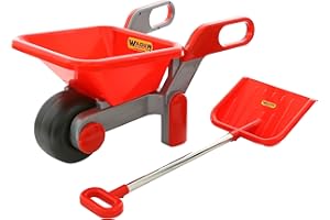 POLESIE Wader Kinder Schubkarre mit Allroundschaufel Schneeschaufel Schneeschieber rot