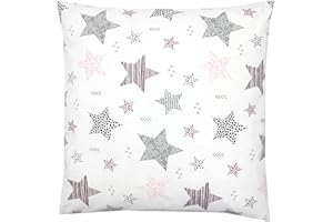 TupTam Taies d'oreillers Décoratives pour Enfant, étoiles Rose/Nior, 40 x 60 cm