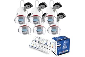 6X GU10 Bathroom IP65 Fire Rated Fixed Downlight Polished Chrome Brite-R LED Spotlight Recessed Ceiling Fitting Die-Cast Aluminium IP65 Rated CE Approved Easy Installation 2 Year Warranty No Bulb