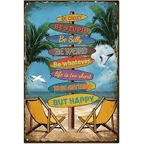 Plaque Murale Vintage "Beach Bar" En Métal - 30x20 Cm, Déco Pub Rétro, Neuf
